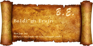 Belágh Ervin névjegykártya
